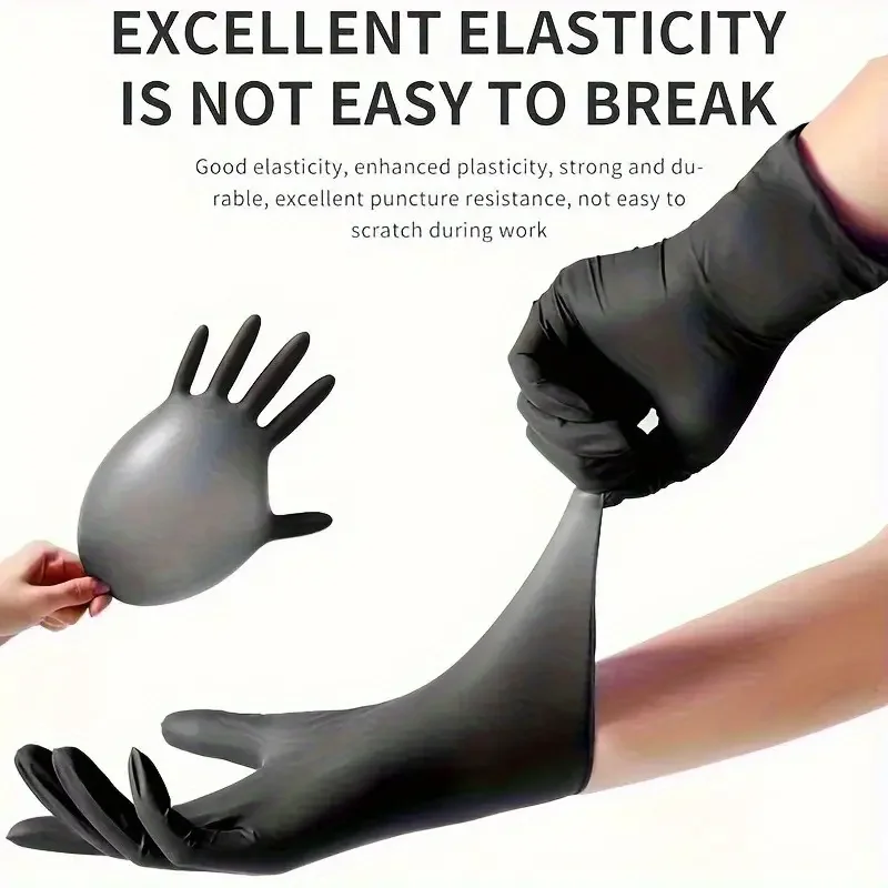 Black Nitrile Disposable Gloves Durable & Waterproof Disposable Protective Gloves for Kitchen Household Cleaning Food Pre Salon