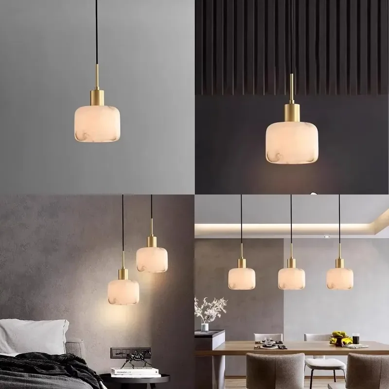 Simple luxury bedroom chandelier, Nordic style restaurant marble chandelier design, suitable for master bedroom bedside