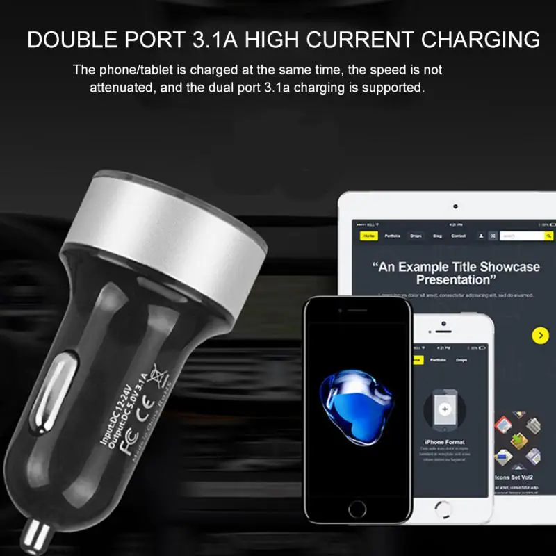 2~5PCS Auto Vehicle Car Dual USB Car Charger QC 3.0 Fast Charging Adapter Cigarette Lighter LED Voltmeter For All Mobile Phone