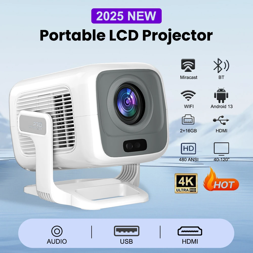 

HIFI-динамик, ЖК-проектор, WIFI 6, Bluetooth 5,4, 1920X1080P, домашний кинотеатр, Android 11,0, проекция Full HD, автофокус, Keystone