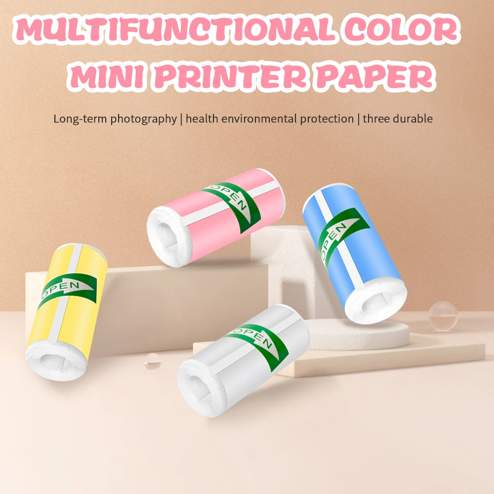 Thermal Paper HD Mini Printer Color Self-adhesive Rolls Paper 57mm Label Sticker Kid Camera Picture Photo Instant Printing Paper