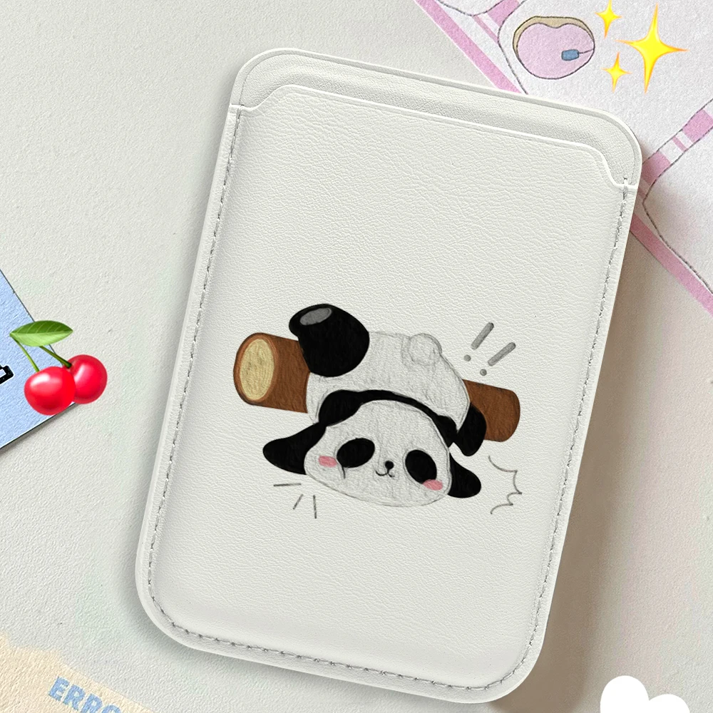 Lustige Panda-Leder-Kartenhülle für Magnetische Hüllen, Geeignet für alle iPhone Magsafe-Karten-Handyhüllen – Detail 3