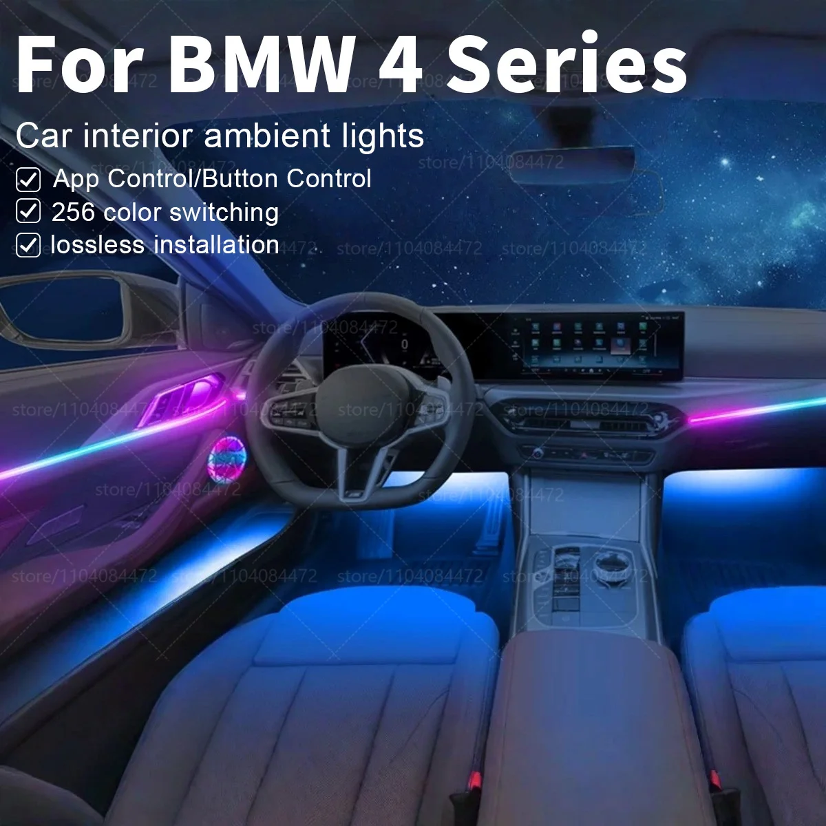 

For BMW 4 Series 22in1 RGB Car Interior Acrylic Car Ambient Lights RGB Hidden Acrylic Strip Decoration Atmosphere Accessories