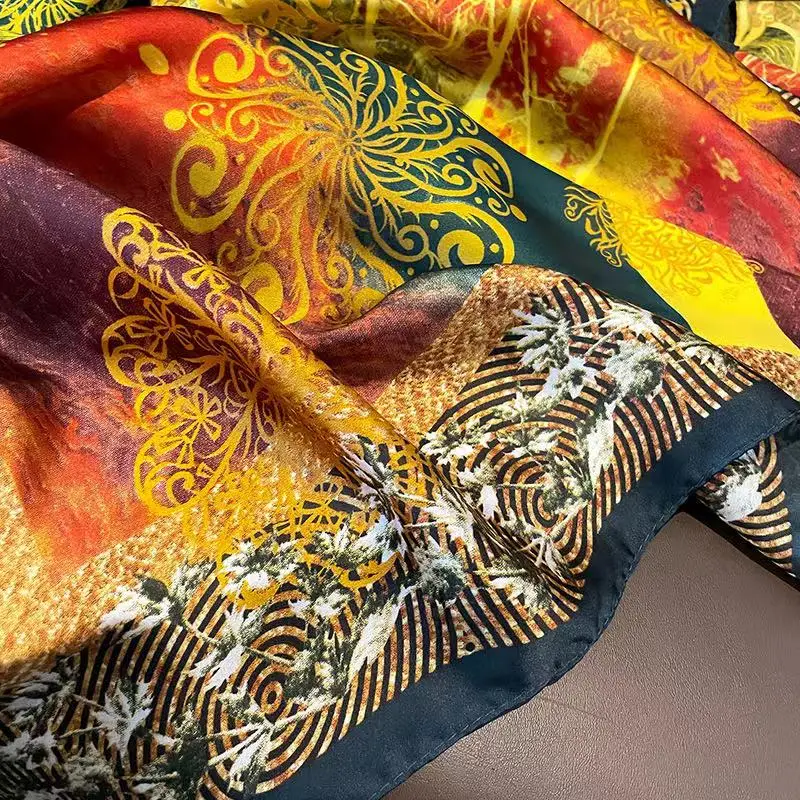 180*90cm Luxury Brand Ladies Spring Summer Long Silk Scarf Shawl Digital Painted Shawl Gogh Oil Painting Lady foulard bandanna