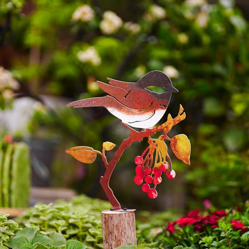 1 Piece Yard Sign Stake Bird Decorative Garden Stakes, Garden Crafts Metal Birthday Gift For Mom,B