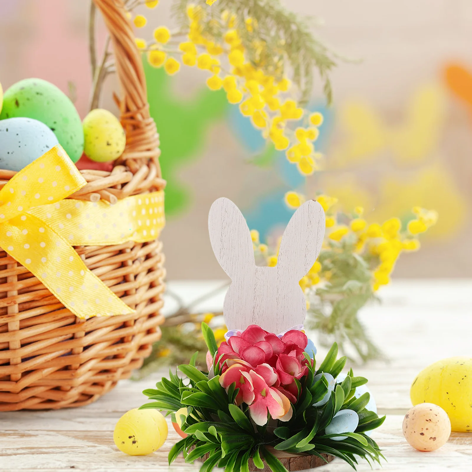 

Wooden Bunny Easter Decoration Cute Hand Carved Rabbit Tabletop Ornament Spring Bunny Room Decor Easter Table Centerpiece