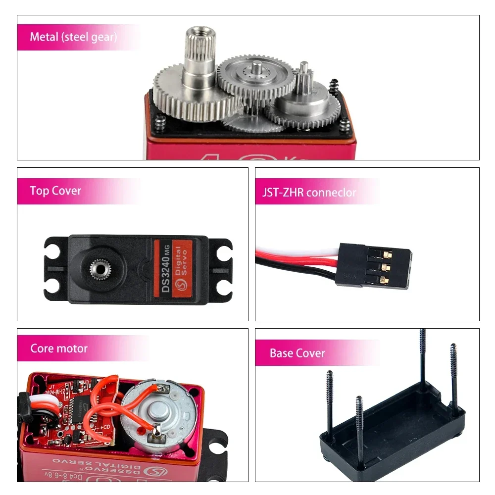 Waterproof Servo 40KG Dsservo DS3240 Large Torque Digital 180/270 Degree Metal Gear Baja Servo for 1/8 1/10 Scale RC Crawler Car