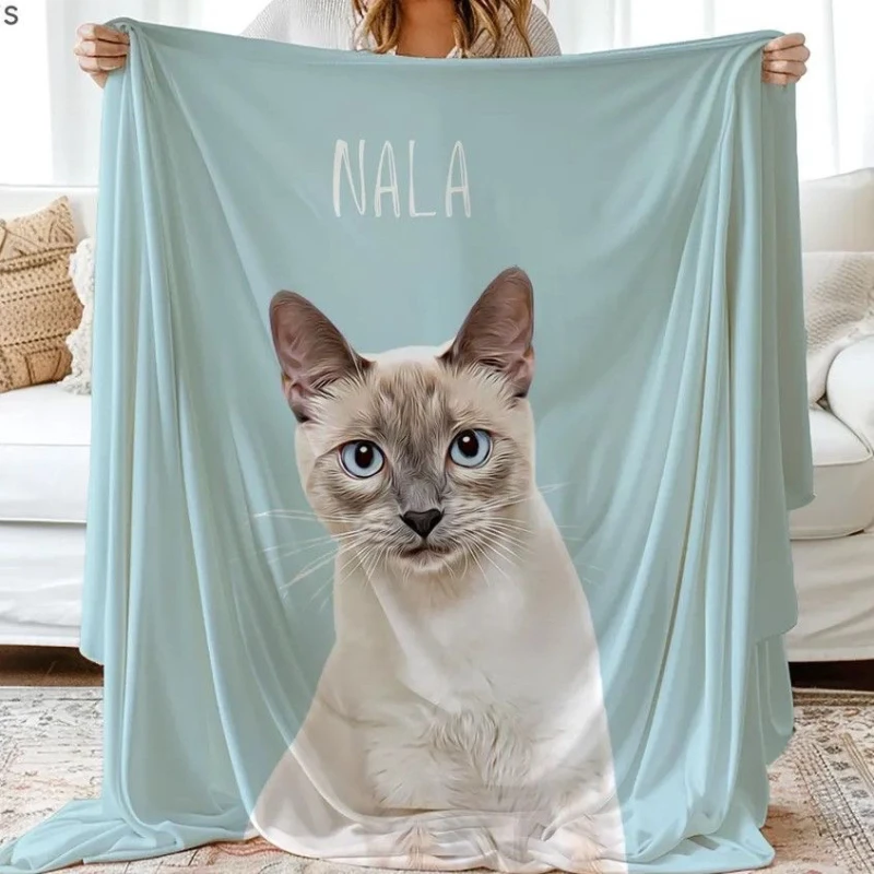 Cobertor macio personalizado para animais de estimação, cobertor personalizado com fotos e nomes, presente comemorativo para animais de estimação