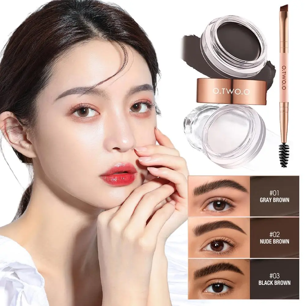 Wholesale O.TWO.O Eyebrow Pomade Brow Mascara Natural Waterproof Long Lasting Creamy Texture Tinted Sculpted Brow Gel with Brush