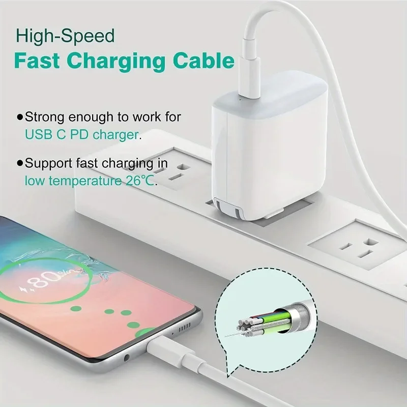 3-Pack 6ft 60W Type C Fast Charge PD USB C to C Data Cable for iPhone 15/15 Pro/15 Plus/15 Pro Max, MacBook Pro, iPad Mini, etc.