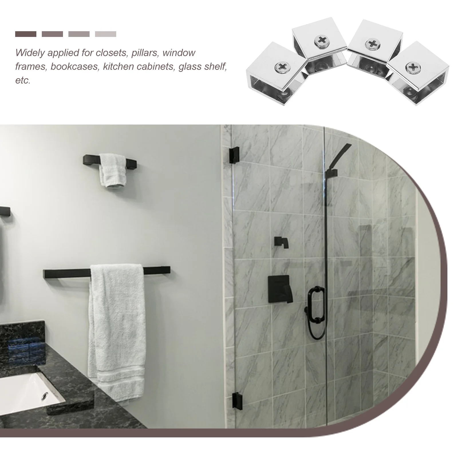 

8 Pcs Glass Clip Bracket Clamp Small Fixing Installation Buckle Board Clips Tray Alloy Bathroom for Shelf Grass Cabinet