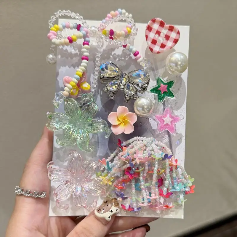 12Pcs Removable Shoe Charms Colorful Butterfly Seaweed Bead Chain DIY Buckles for Clogs Slippers Gift for Girls