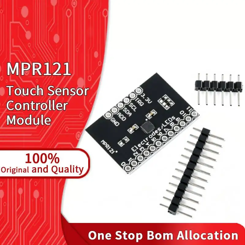 MPR121 12 Channel Capacitive Touch Sensor IC Controller Module I2C 3.3V LED 8 GPIO For Smart Home Wearable Interactive Music DIY