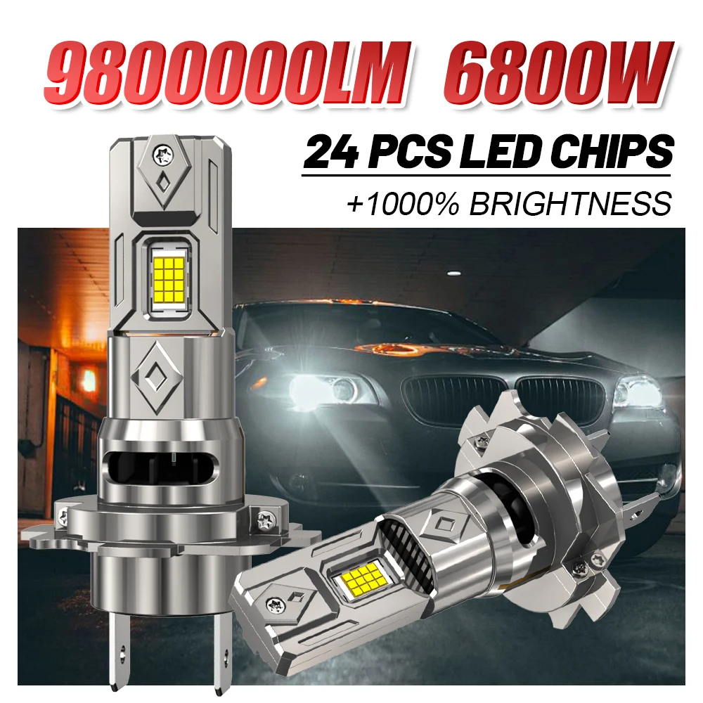 

H7 LED Headlight Bulb Mini Wireless 6800W 9800000LM 6000K for Car Headlamp Auto Diode Lamps 9005 H11 H4 Turbo Led 12V Automobile