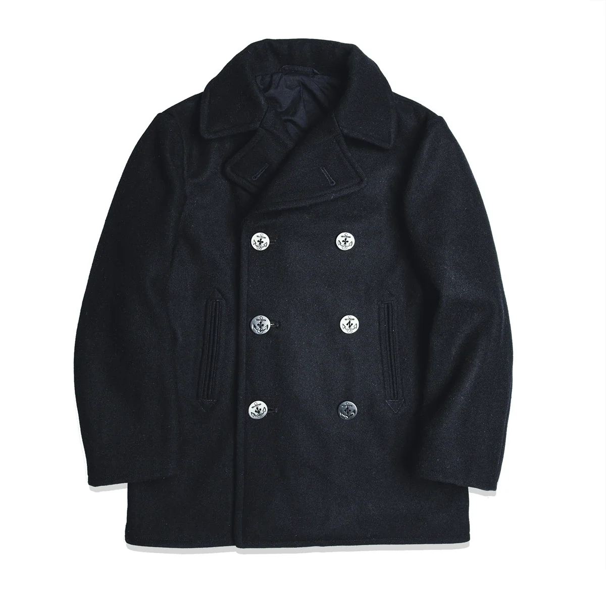 Men's Black Wool Blend Trench Coat Winter Jacket