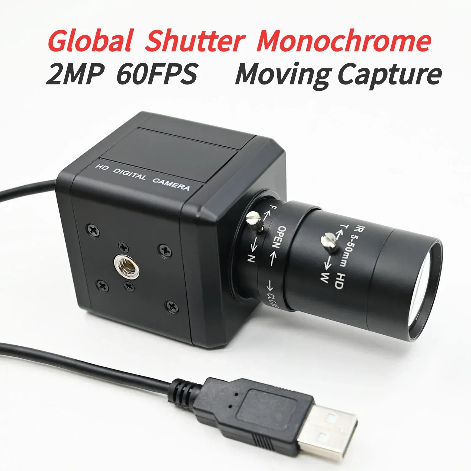 GXIVISION 60fps  2MP Global Shutter Monochrome USB Camera,1600X1200 ,Drive Free,Machine Vision High Speed Motion Capture