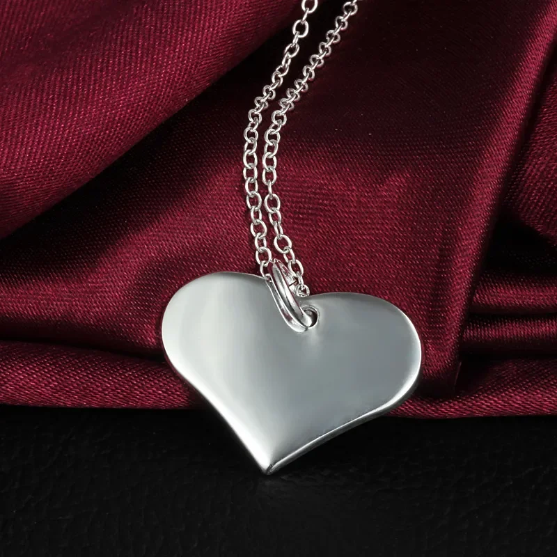 Romantic Love Necklace 925 Sterling Silver Heart-Shaped Pendant Jewelry For Women Christmas Valentine's Day Best Gifts