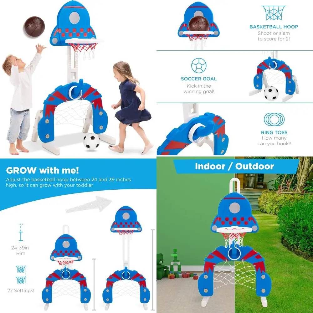 3-in-1 basketbalring voor peuters, sportactiviteitencentrum met multifunctionele speelfuncties voor de ontwikkeling van kinderen