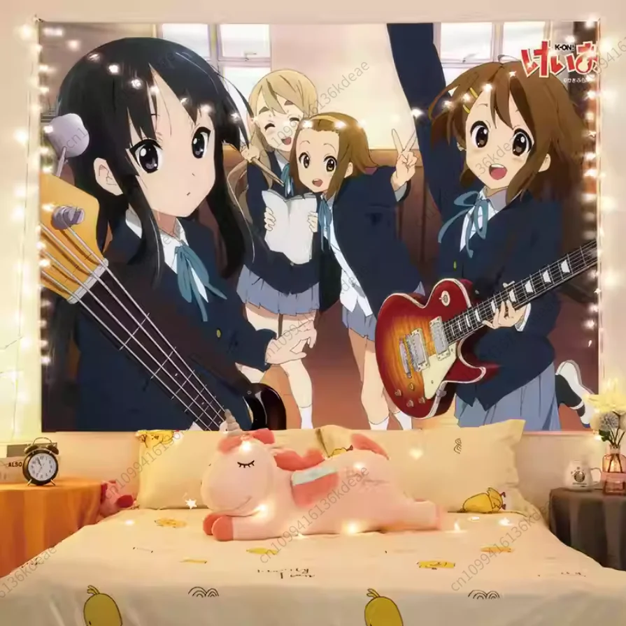 أنيمي Kawaii نسيج K-On ملصق ديكور خلفية القماش جدار ديكور فني غرفة المعيشة غرفة نوم قماش صوفي المفروشات خلفية