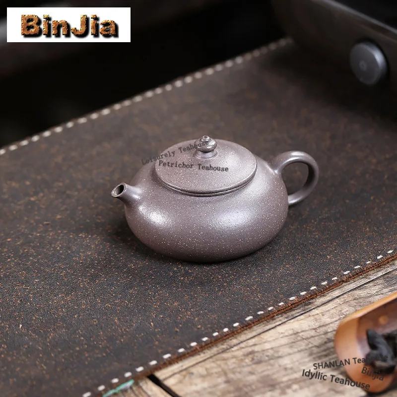 

170ml Traditional Yixing Purple Clay Teapots Handmade Han Jiang Pot Raw Ore Azure Mud Tea Soaking Kettle Zisha Tea Set Drinkware