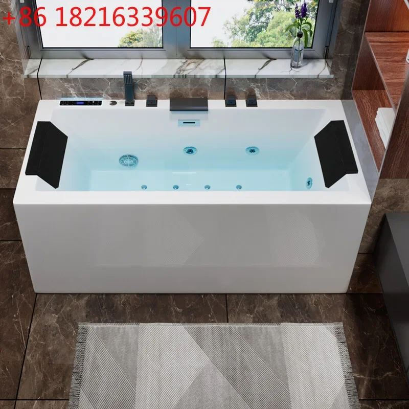 Household adult small apartment acrylic three-skirt double deep bubble surfing massage heating thermostatic bathtub