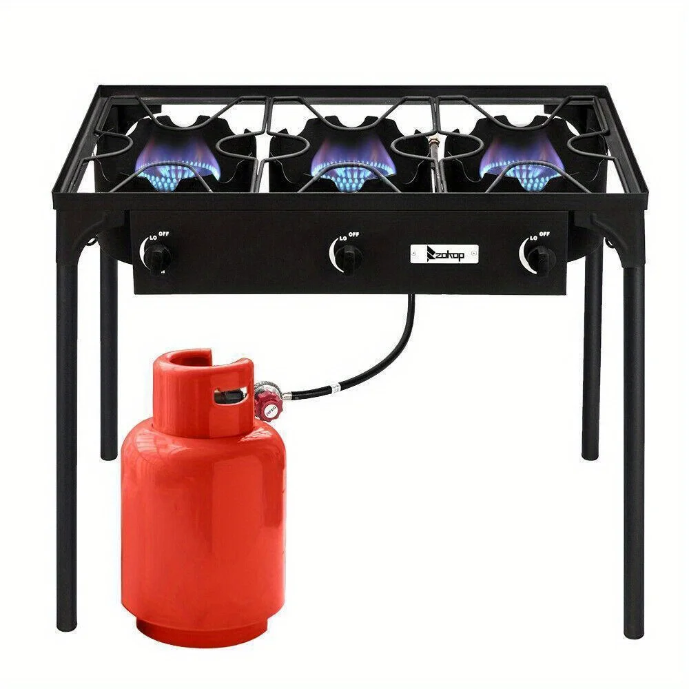 225000 BTU Propane Stove 3 Burner Gas Outdoor Portable Camping Party BBQ Grill