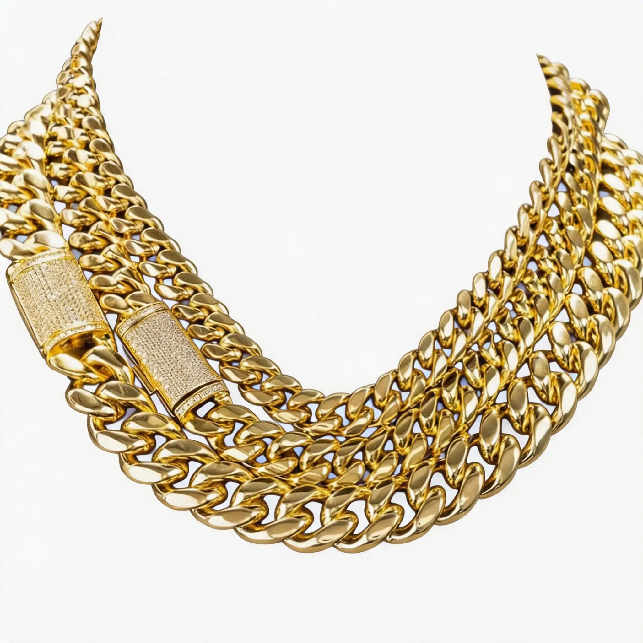 

Stainless Steel 8mm 10mm 12mm Cuban Chain Necklace 18K Gold Plated Micro Paved CZ Clasp Hip Hop Jewelry