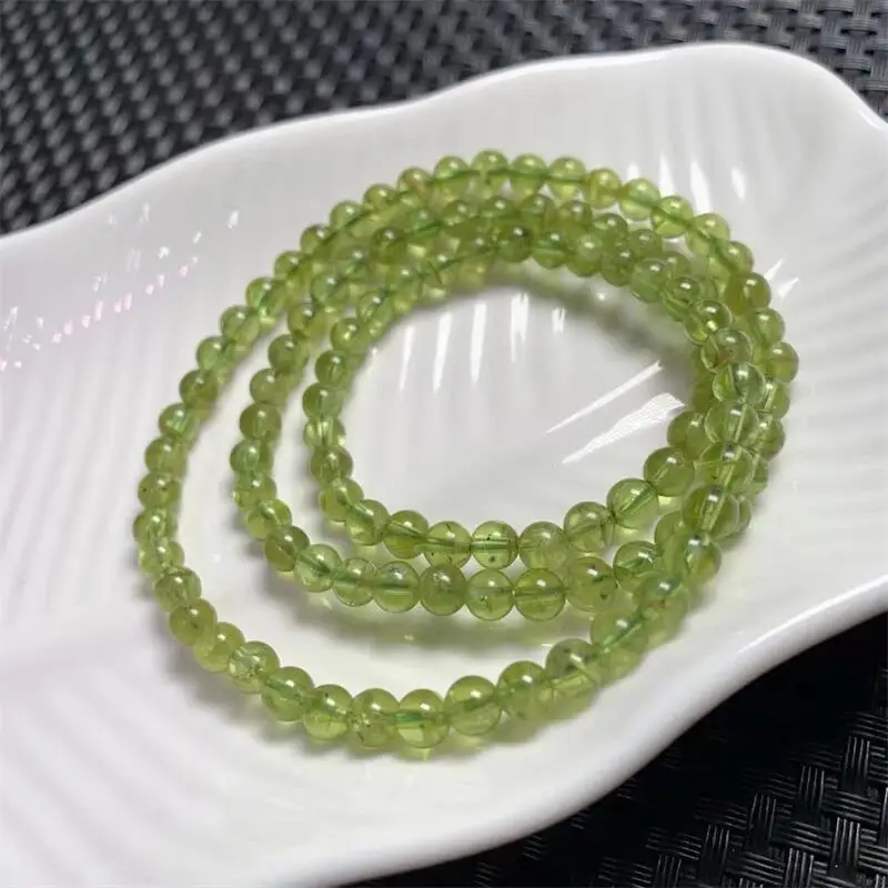 5.2MM Natural Peridot Triple Circle Bracelet Women Fashion Sweet Reiki Healing Energy Strand Girls Jewelry Gift 1PCS