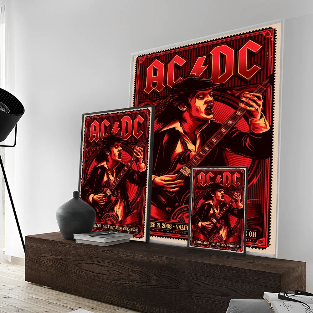 Rock Singer A-AC D-DC Band Classic Vintage Posters Decoracion Painting Wall Art White Kraft Paper Kawaii Room Decor