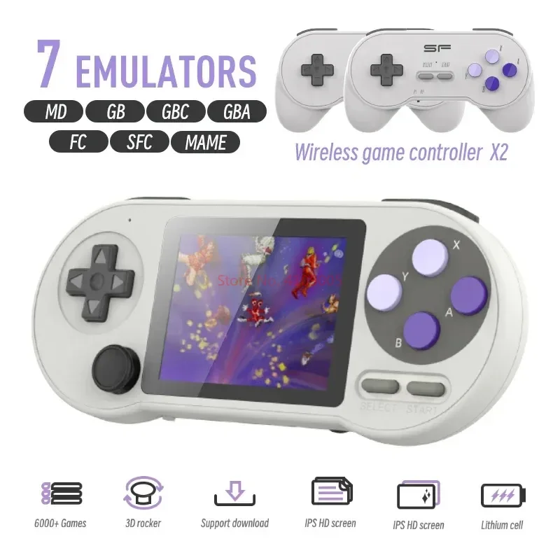 

DATA FROG SF2000 Portable Handheld Game Console 3 Inch IPS Retro Game Consoles Built-in 6000 Games Retro Video Games For Kids