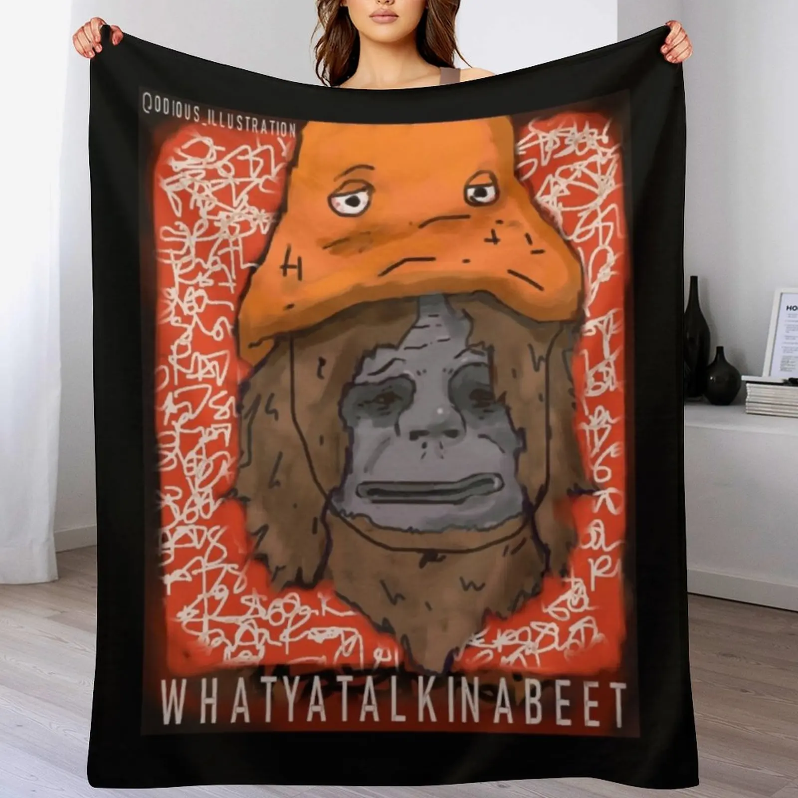 Sassy The Sasquatch Throw Blanket Cute Tourist Blankets