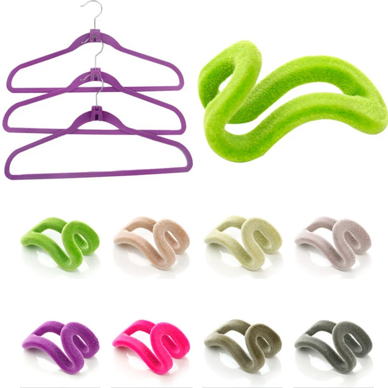 10 Stück Mini-Kleiderbügel mit Beflockung und einfachem Haken, Kleiderschrank-Organizer, mehrfarbig, Aufbewahrungslösung für Zuhause, für kreative Kleiderschrank-Organisation – Detail 4