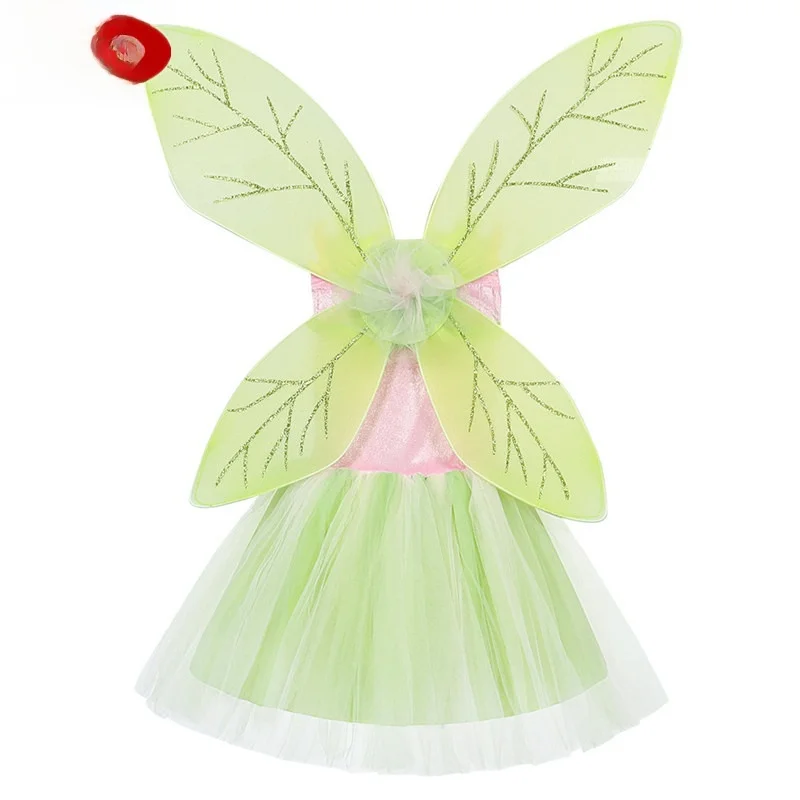 Maravilloso disfraz de hada Tinker Bell, personaje de dibujos animados, Peter Pan, elfo, falda de princesa para niños, disfraz étnico para escenario