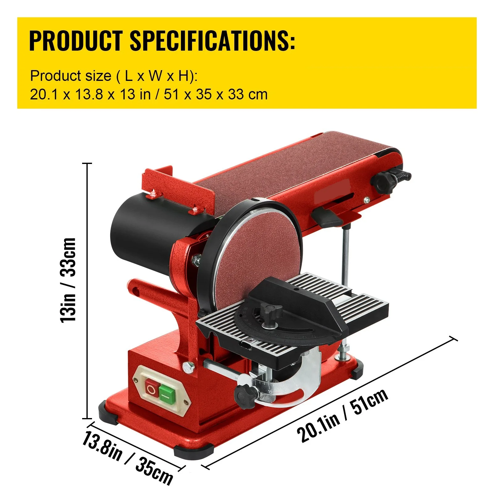 Belt Disc Sander 4x36inch and 6inch Disc, Benchtop Disc Belt Sander 375W Powerful Bench Sander For Woodworking