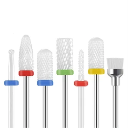 7 Pcs Ceramic Milling Cutters Set For Manicure , Combined Nail Drill Bits Kit Electric Removing Gel Polishing Tools