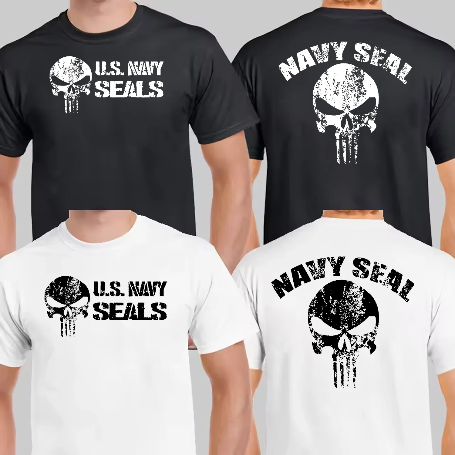 Navy Seals Skull Design T Shirt Men Military Army Fashion Men's Print T-Shirt Casual Short-sleeved T Shirts Man Casual Tee Shirt