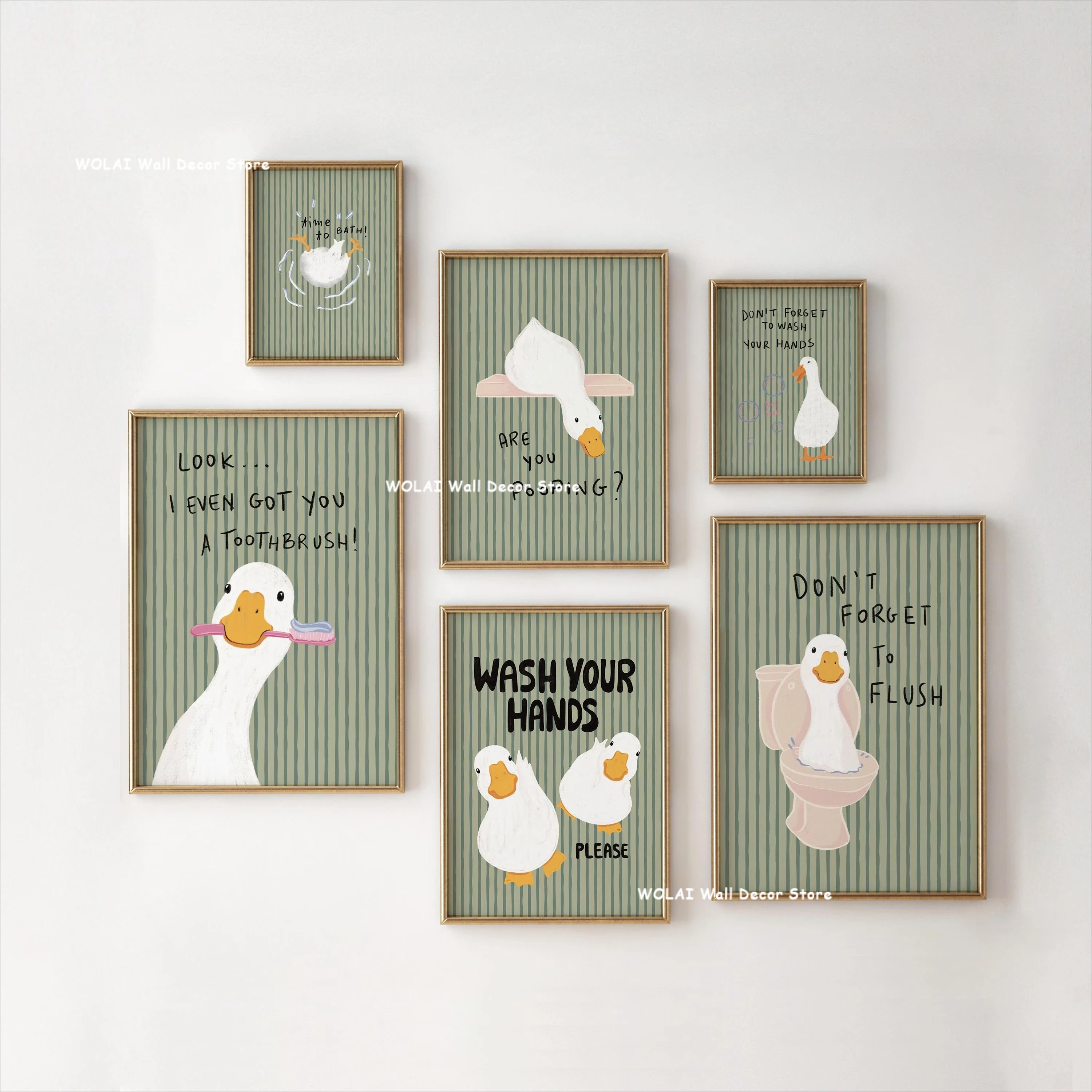 Sage Green Striped Goose Bathr - Kids Educational Poster ulasan dan harga