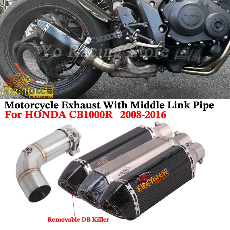 

Slip On For HONDA CB1000R CB1000 R 2008 - 2016 Motorcycle Exhaust System Escape Middle Mid Link Pipe With Moto Muffler DB Killer