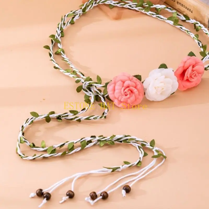 

49MF женский пояс с цветочным принтом, широкий богемный ремень, дизайнерский регулируемый ремень для юбки