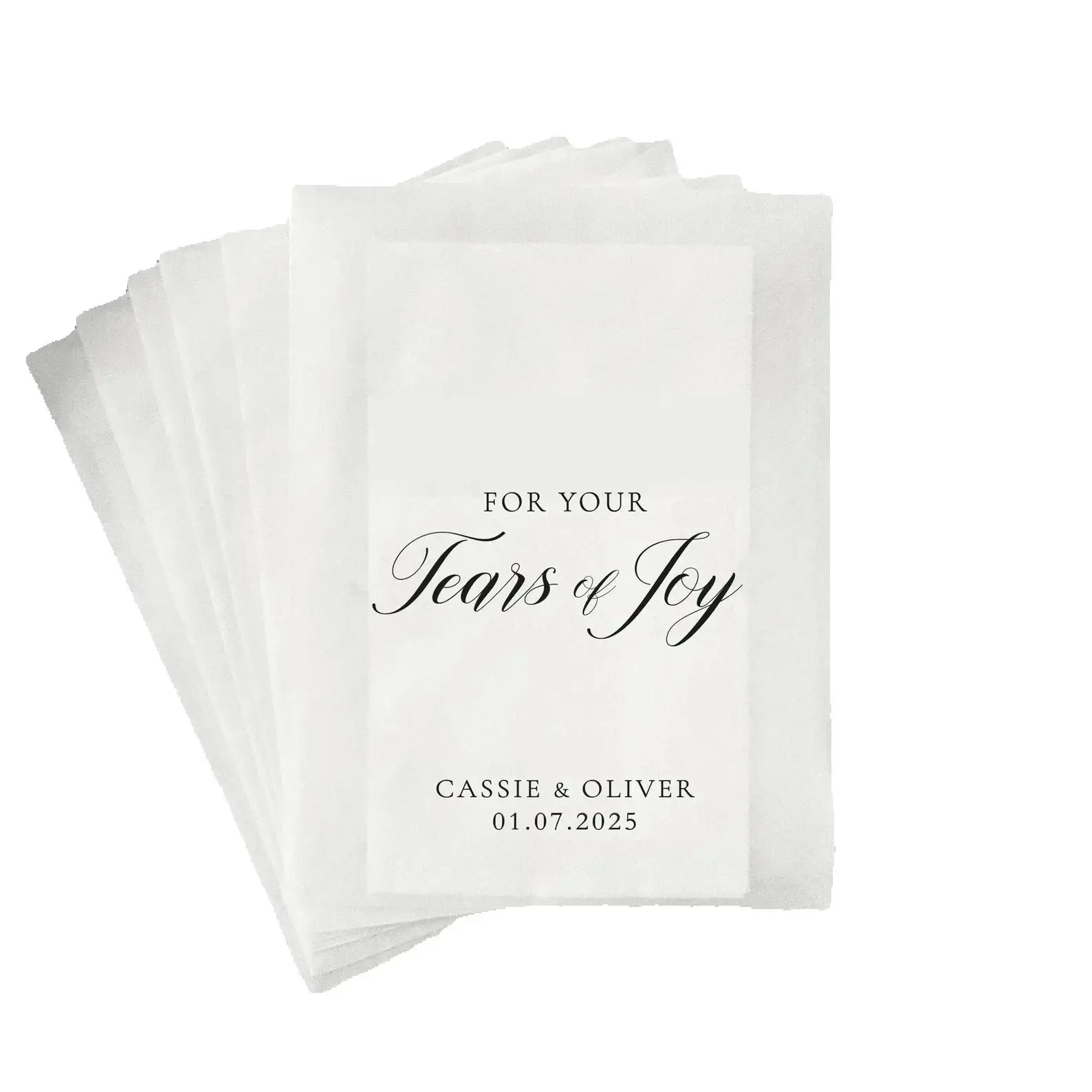 Personalised Wedding Tissue Packs, Wedding Tissue Bags, Wedding Favours, Wedding Tissue Packets, For Your Tears of Joy, Wedding