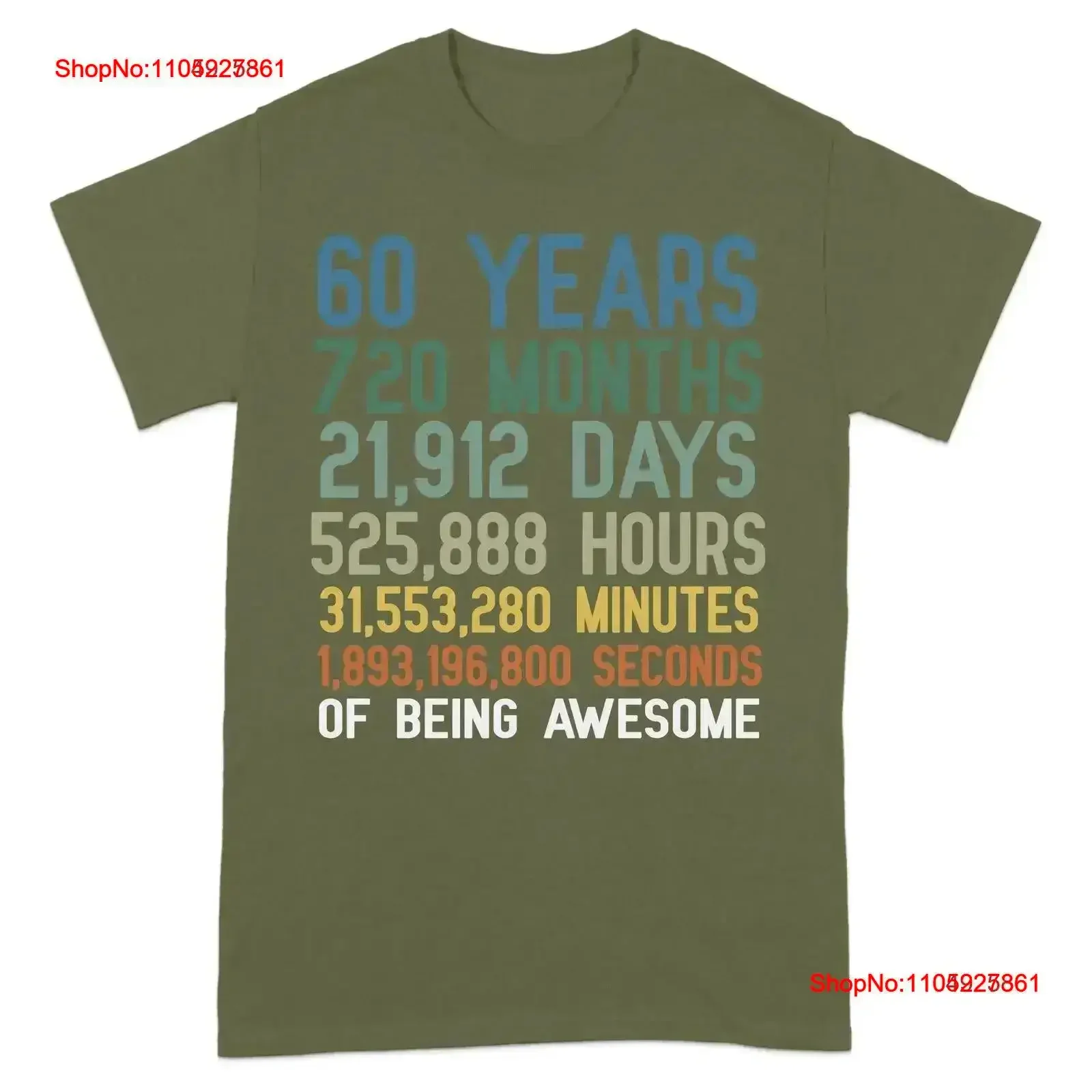 60 سنة 720 أشهر مضحك معلم عيد ميلاد تي شيرت 21 912 يوما 525 888 ساعة 31 553 280 دقيقة 1 893 196 800 ثانية عادية #1