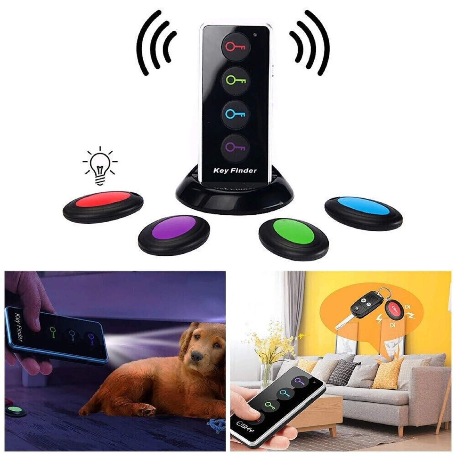 Wireless Key Finder RF Key Locator Pet Tracker Wallet Tracker Finder Remote Control 1 RF Transmitter 4 Receiver 4 in 1 Alarm New