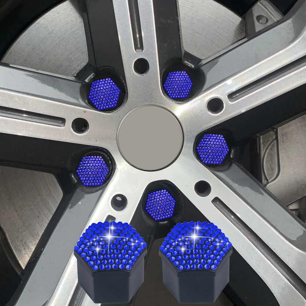 17mm/19mm/21mm 20Pcs Car Wheel Nut Caps Protection Covers Caps Auto Hub Screw Cover Bling Crystal Tire Bolt Nut Cap Tyre Decor