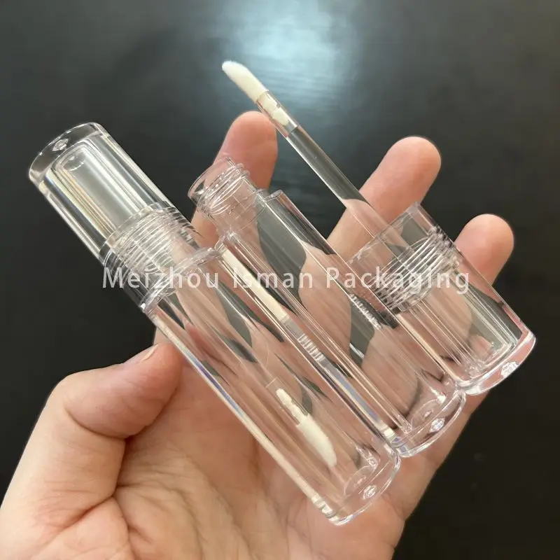 

50pcs oval shaped clear lip gloss tube empty liquid lipstick packaging container with brush wands 5ml