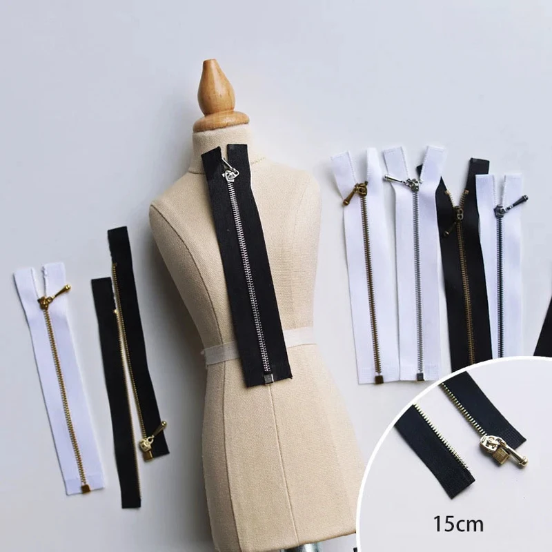 5pcs15cm Wholesaledoll Use Accessory Clothing Bags Dress 0# Metal Open Zipper Repair Ball Jointed Doll Clothes Supply