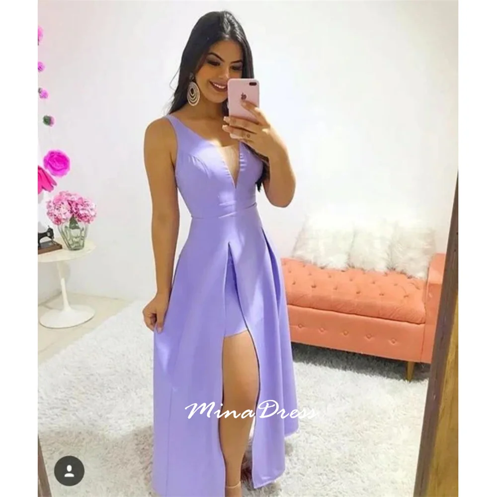 

Mina Slit Elegant Party Dresses Woman Customized Wide Shoulder Strap Prom Dress Sleeveless New in Dresses for Special Occasions