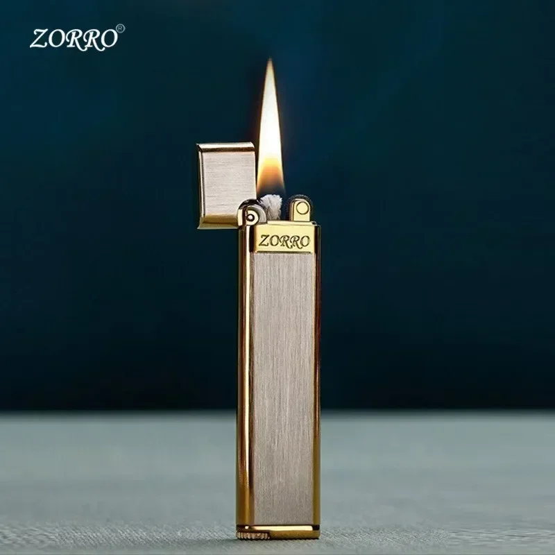 New ZORRO Ultra-thin Metal Kerosene Lighter Creative Grinding Wheel Type Lightweight Portable Smoking Accessories Gadgets