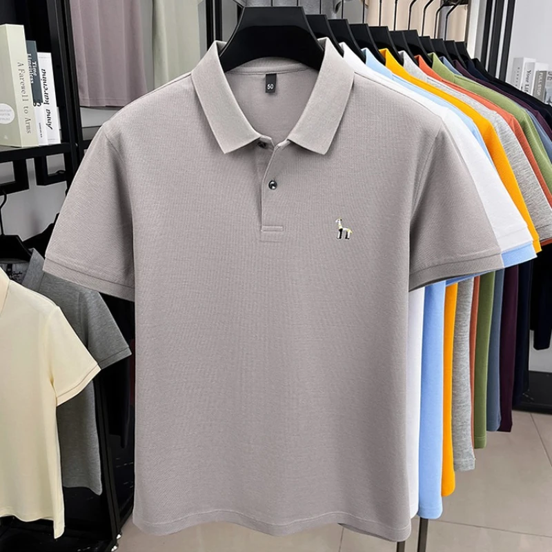 100% القطن 2025 الصيف الساخن التلبيب كم قصير بولو سليم صالح الأعمال عادية تي شيرتات قصيرة الاكمام الراقية جودة 11 ألوان