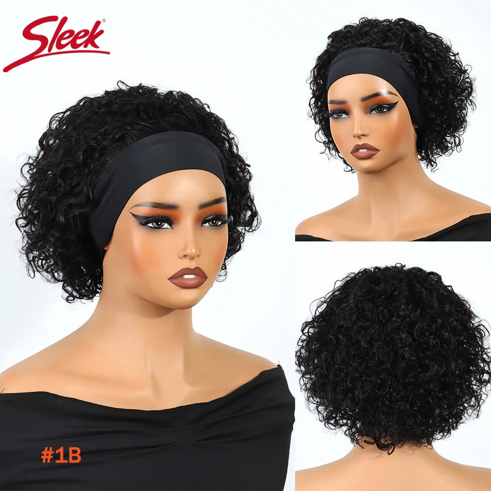 Jerry Curly Human Hair Headband Wig Natural Wear And Go Headband Wigs Glueless Wig With Elastic Band Pixie Cut Curly Human Wigs