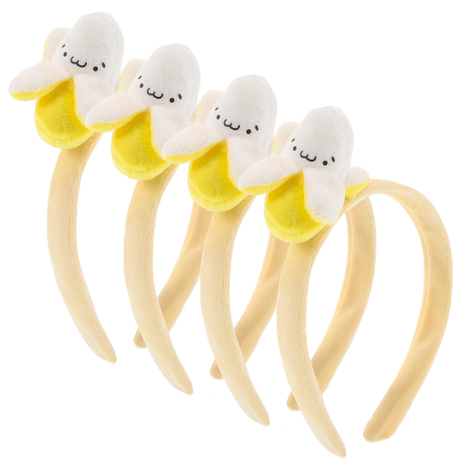 

4Pcs Banana Hair Hoop Funny Tropical Headband for Face Washing Spa Makeup Halloween Party Costume Accessories Banana Hair Hoop